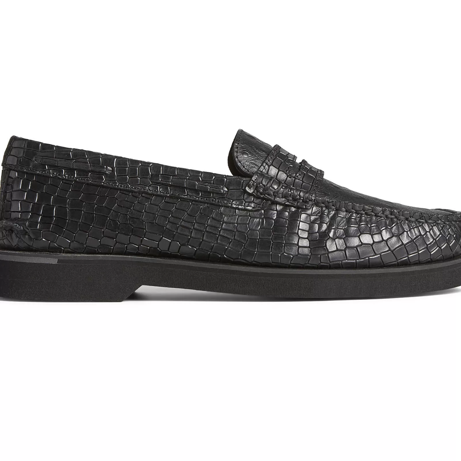 Sperry Men's Authentic Original™ Penny Double Sole Croc Embossed Loafer Black Cheap