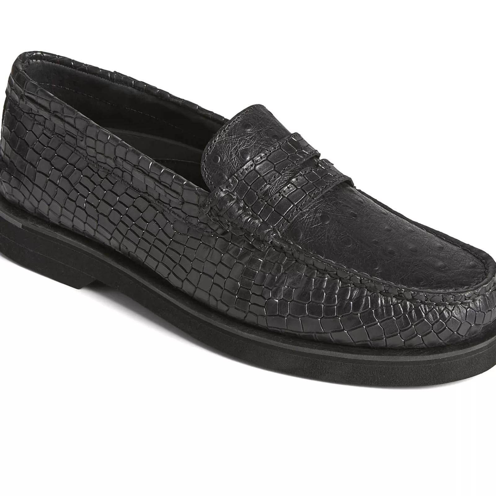 Sperry Men's Authentic Original™ Penny Double Sole Croc Embossed Loafer Black Cheap