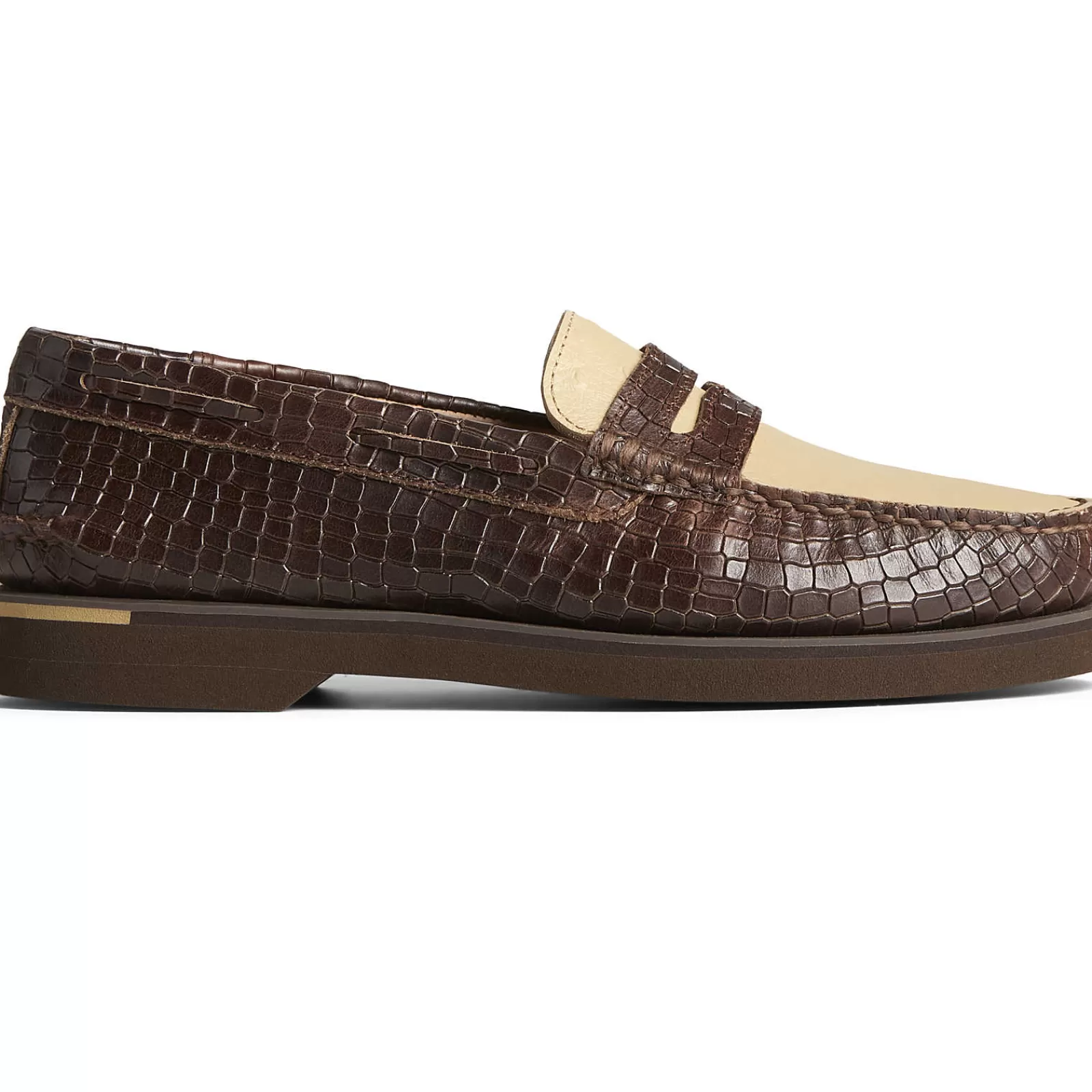 Sperry Men's Authentic Original™ Penny Double Sole Croc Embossed Loafer Brown Flash Sale