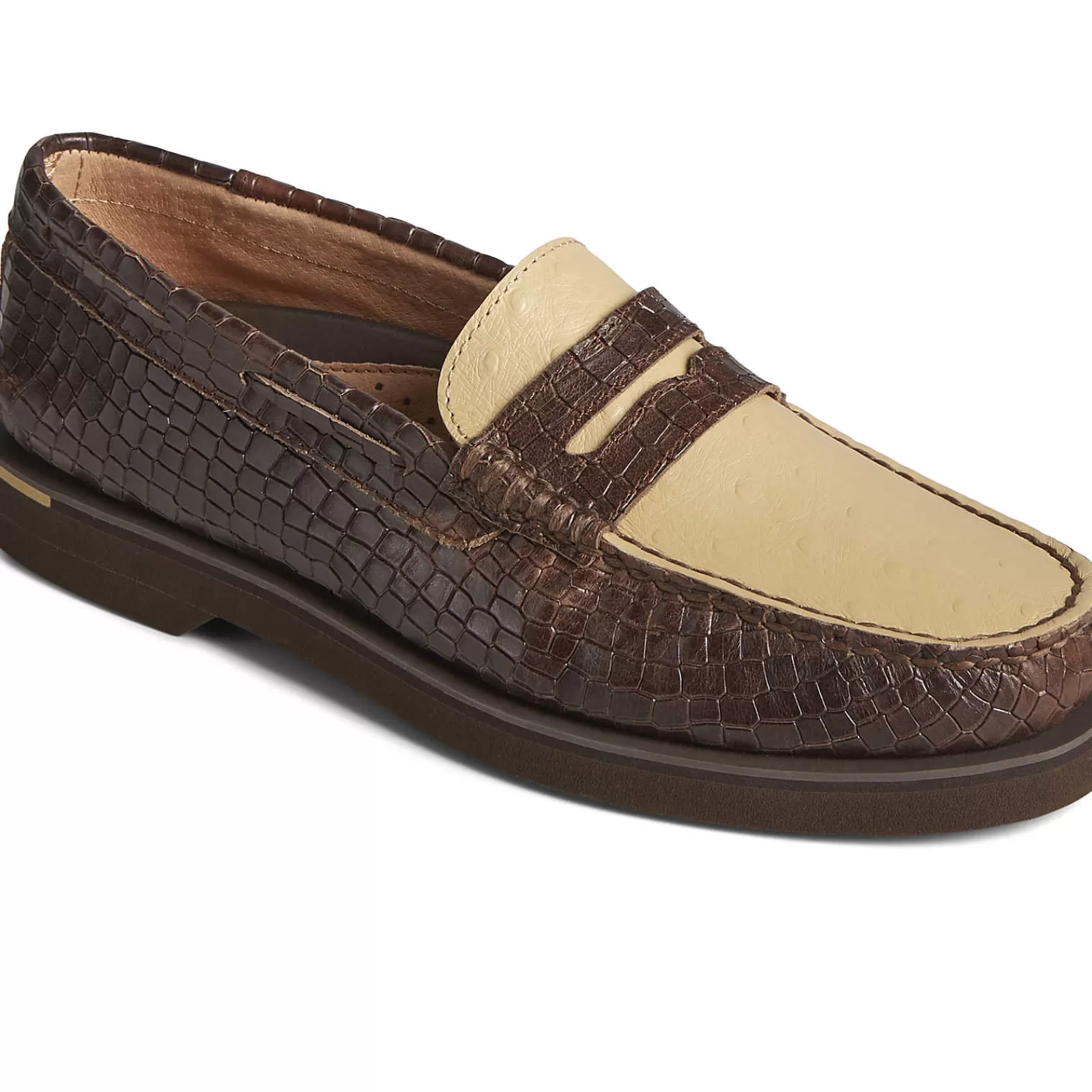 Sperry Men's Authentic Original™ Penny Double Sole Croc Embossed Loafer Brown Flash Sale