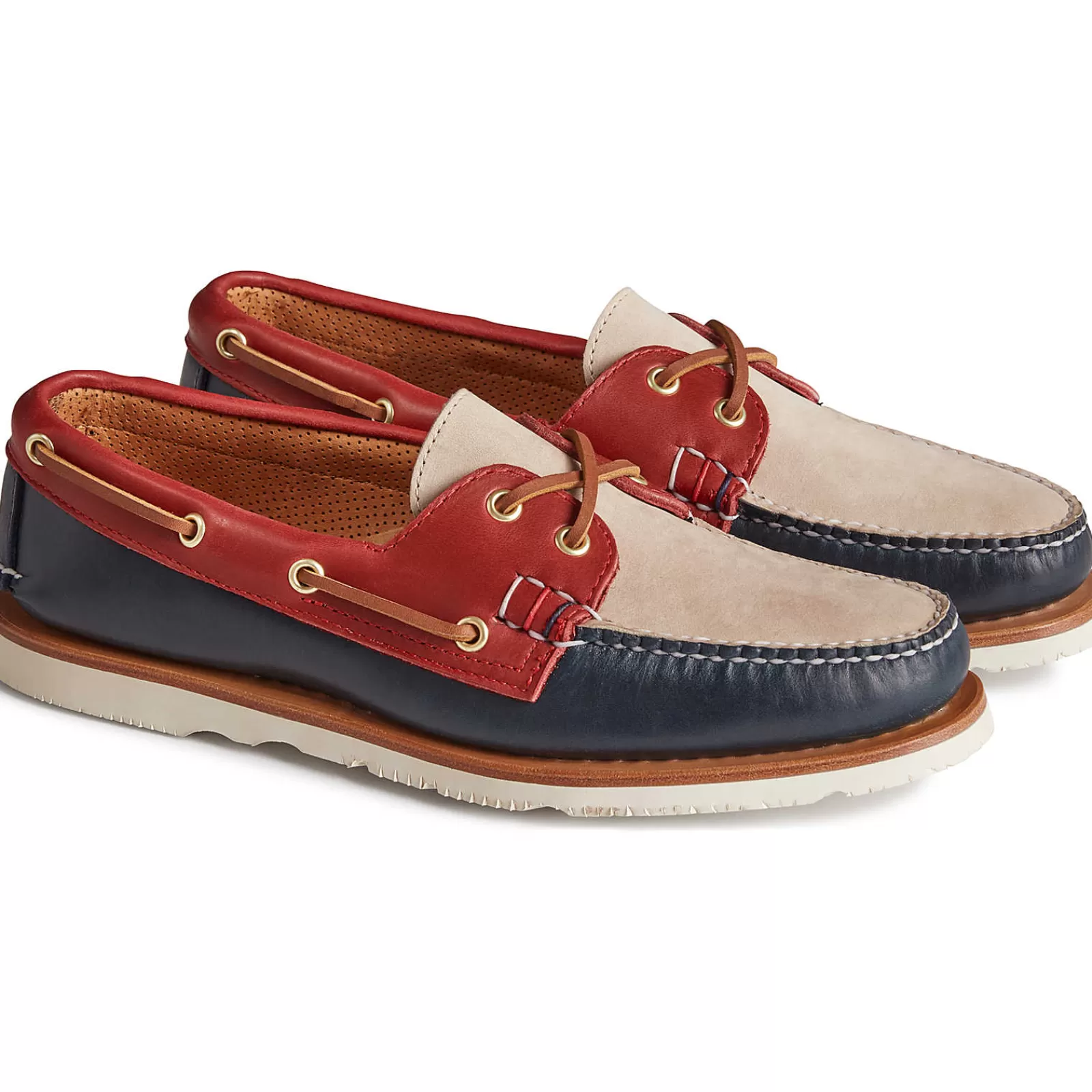 Sperry Men's Gold Cup™ Authentic Original™ Handcrafted in Maine Tri-Tone Boat Shoe Navy/Red/Ivory Cheap