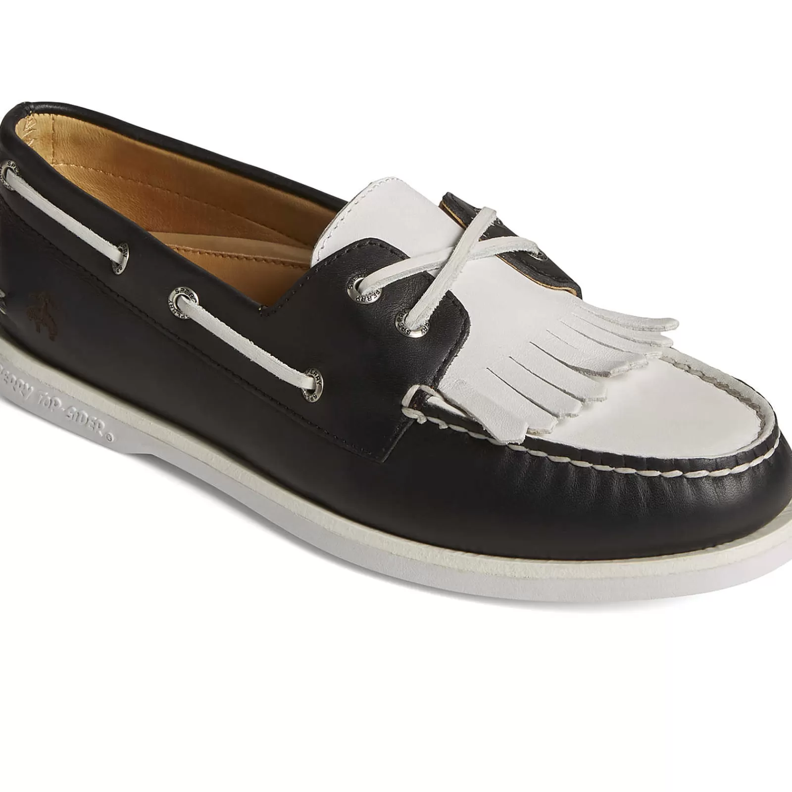 Sperry Men's x Brooks Brothers Authentic Original™ Kiltie Boat Shoe Black/White Cheap