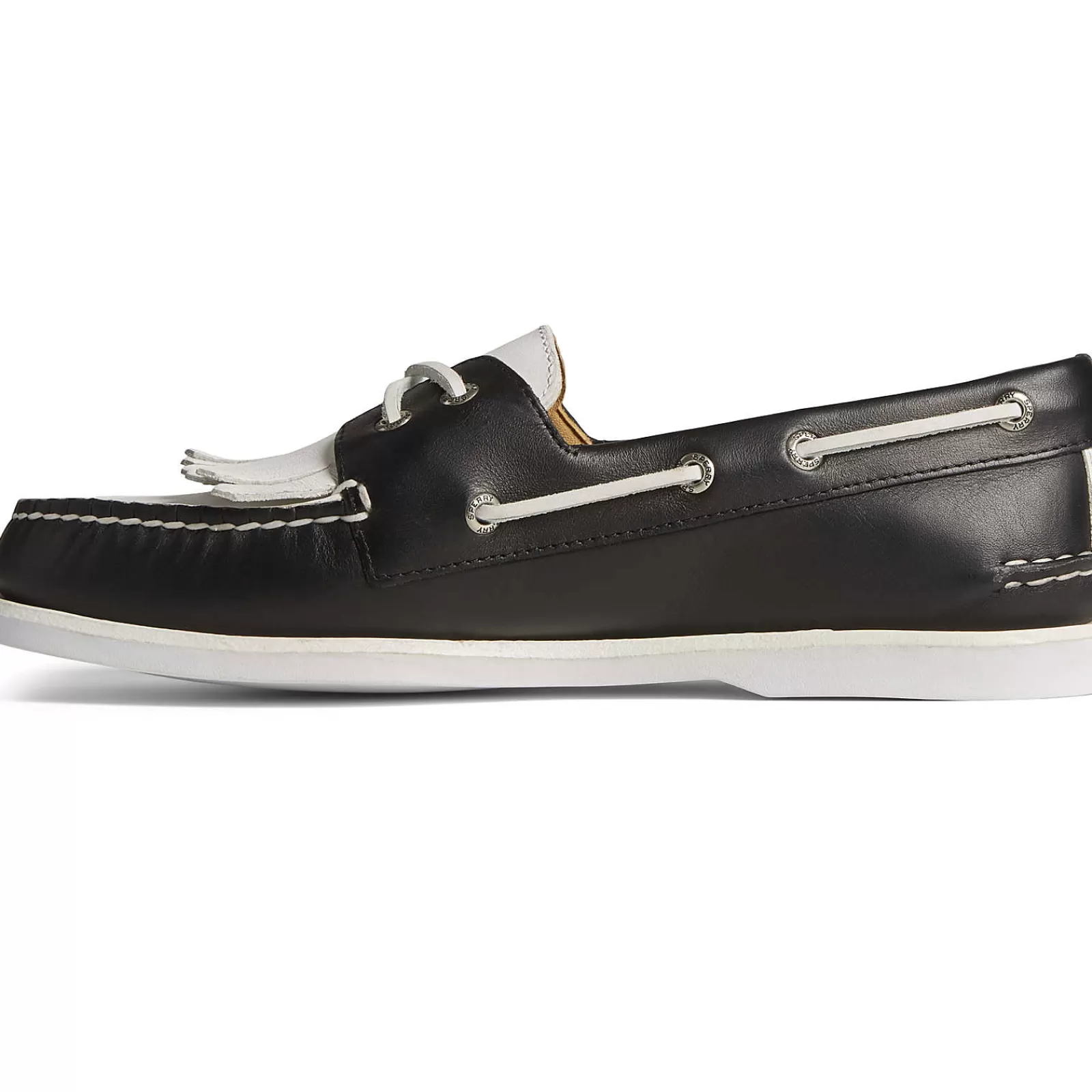 Sperry Men's x Brooks Brothers Authentic Original™ Kiltie Boat Shoe Black/White Cheap