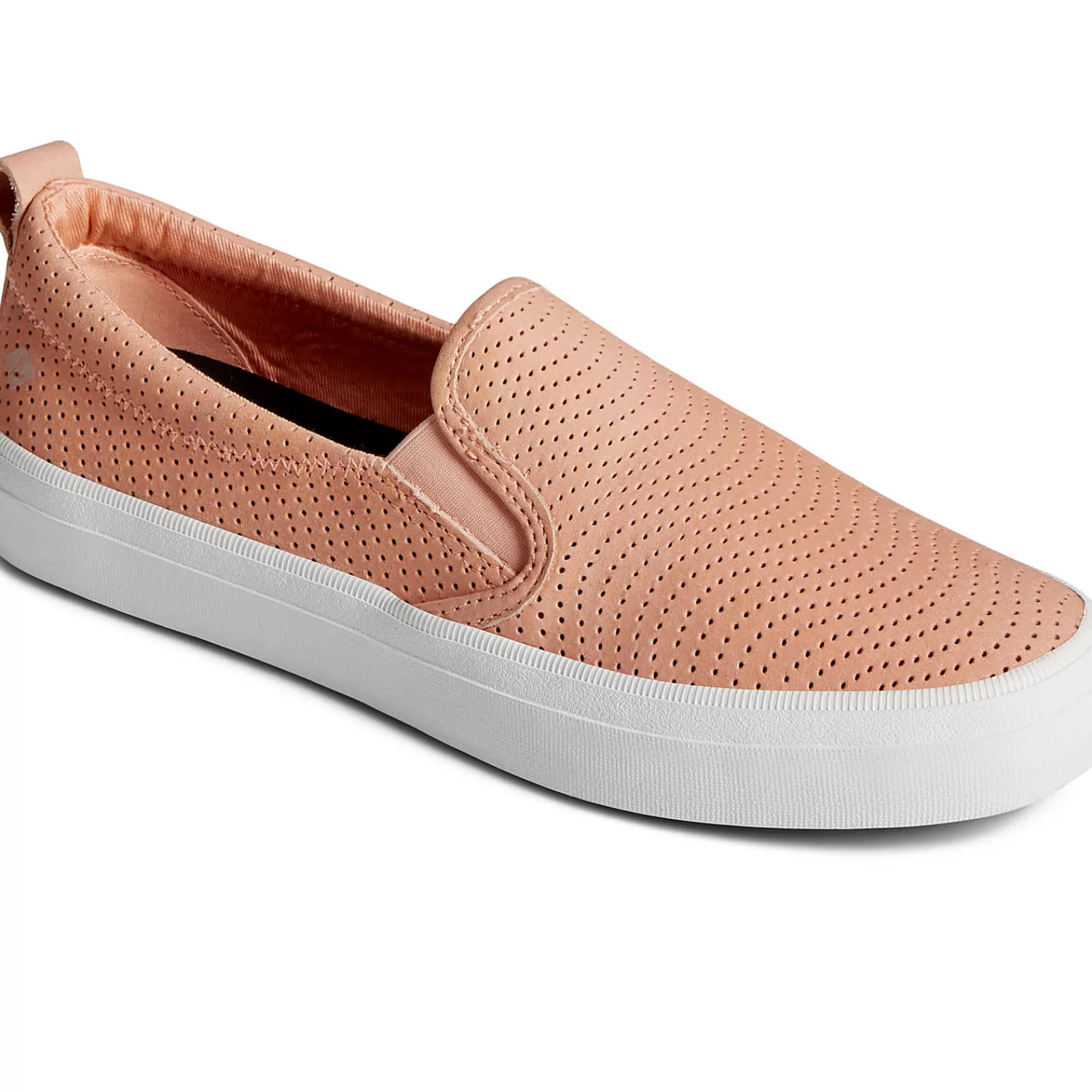 Sperry Women's Crest Twin Gore Leather Wave Perforated Sneaker Peach New