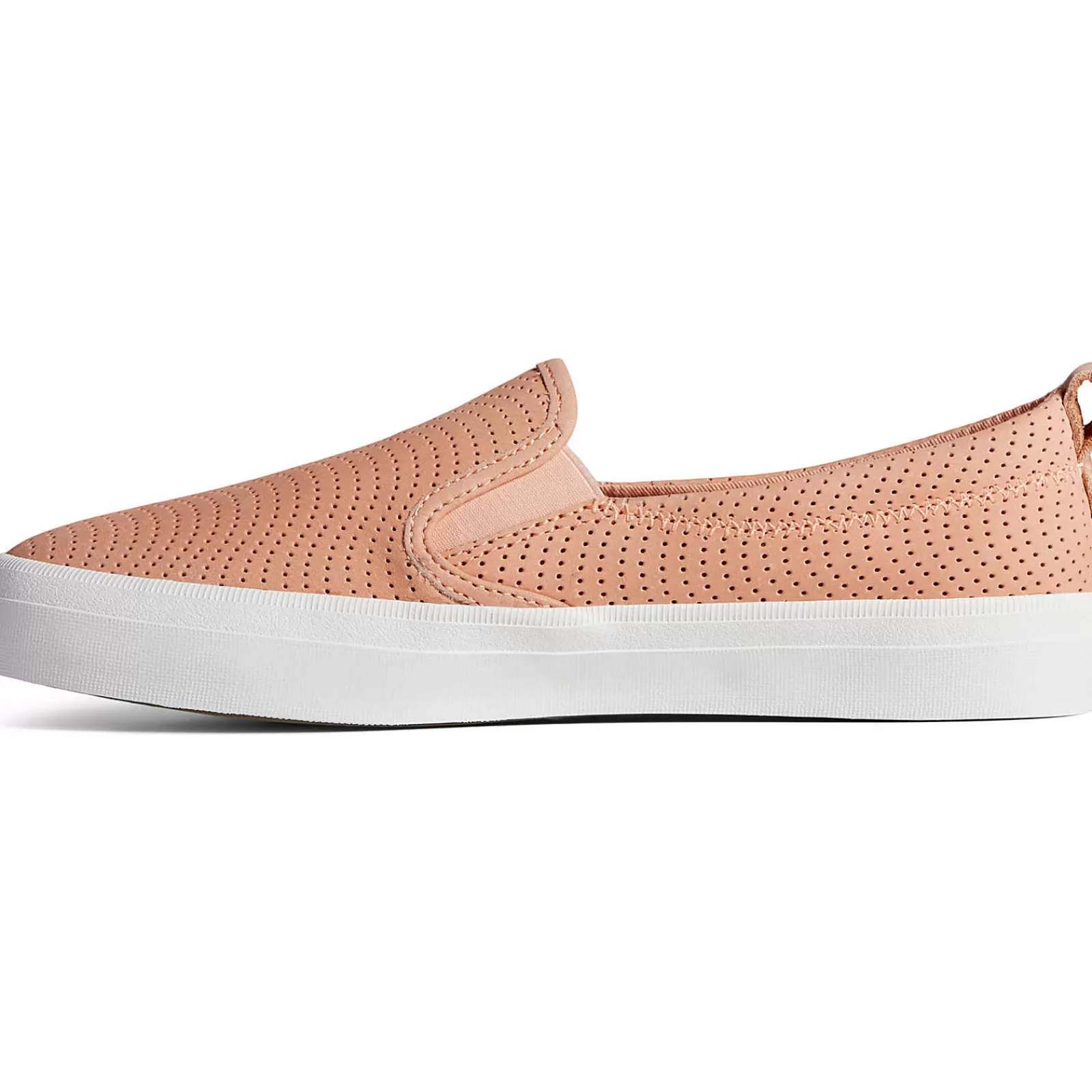 Sperry Women's Crest Twin Gore Leather Wave Perforated Sneaker Peach New