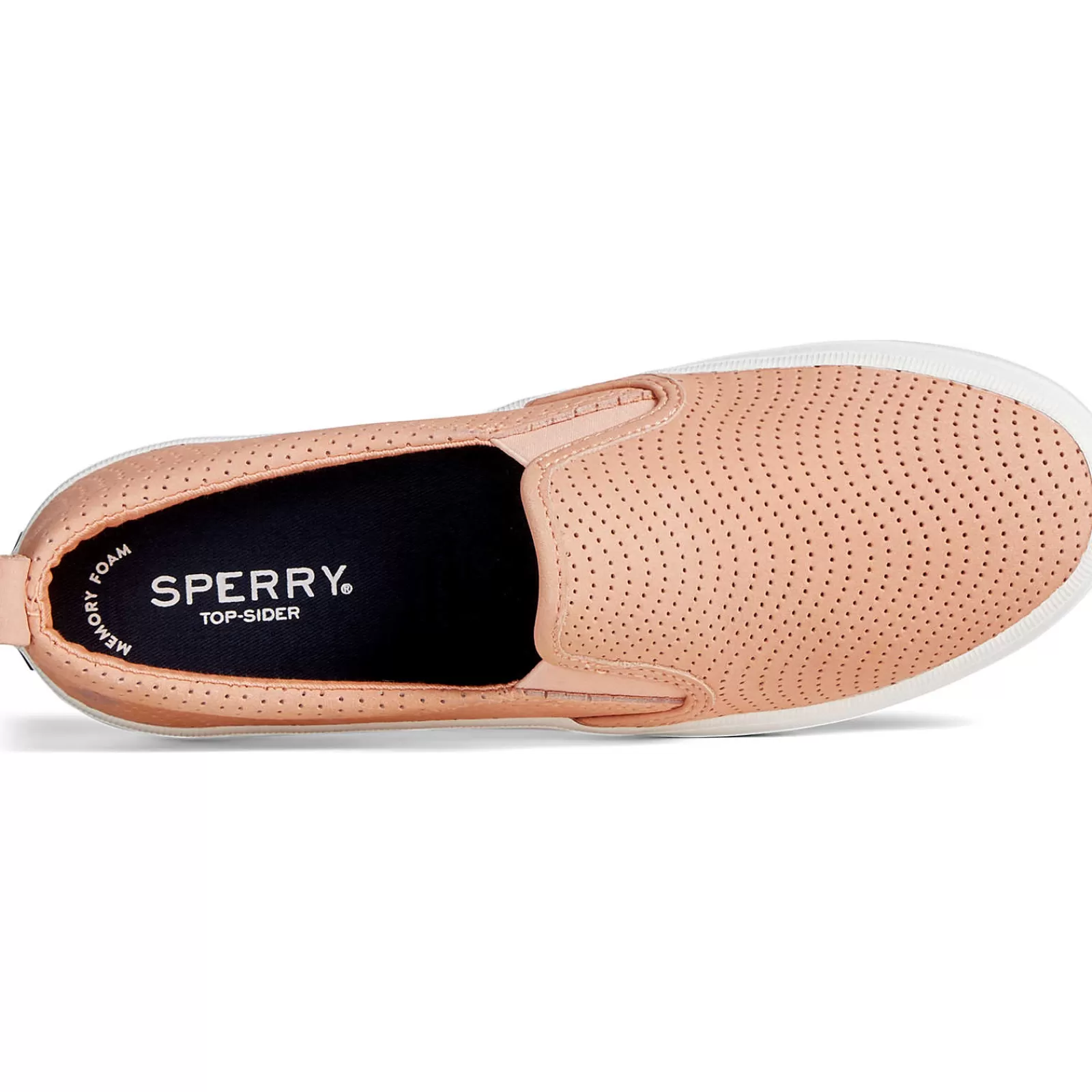 Sperry Women's Crest Twin Gore Leather Wave Perforated Sneaker Peach New
