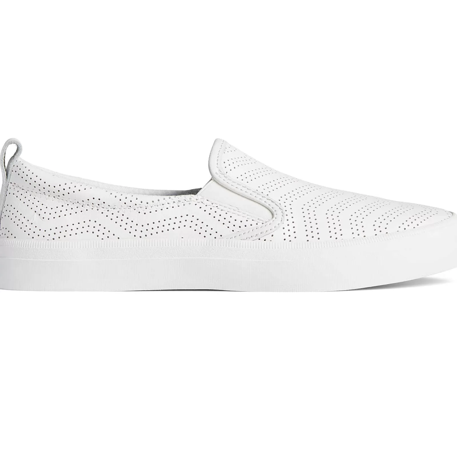 Sperry Women's Crest Twin Gore Perforated Leather Slip On Sneaker White Fashion