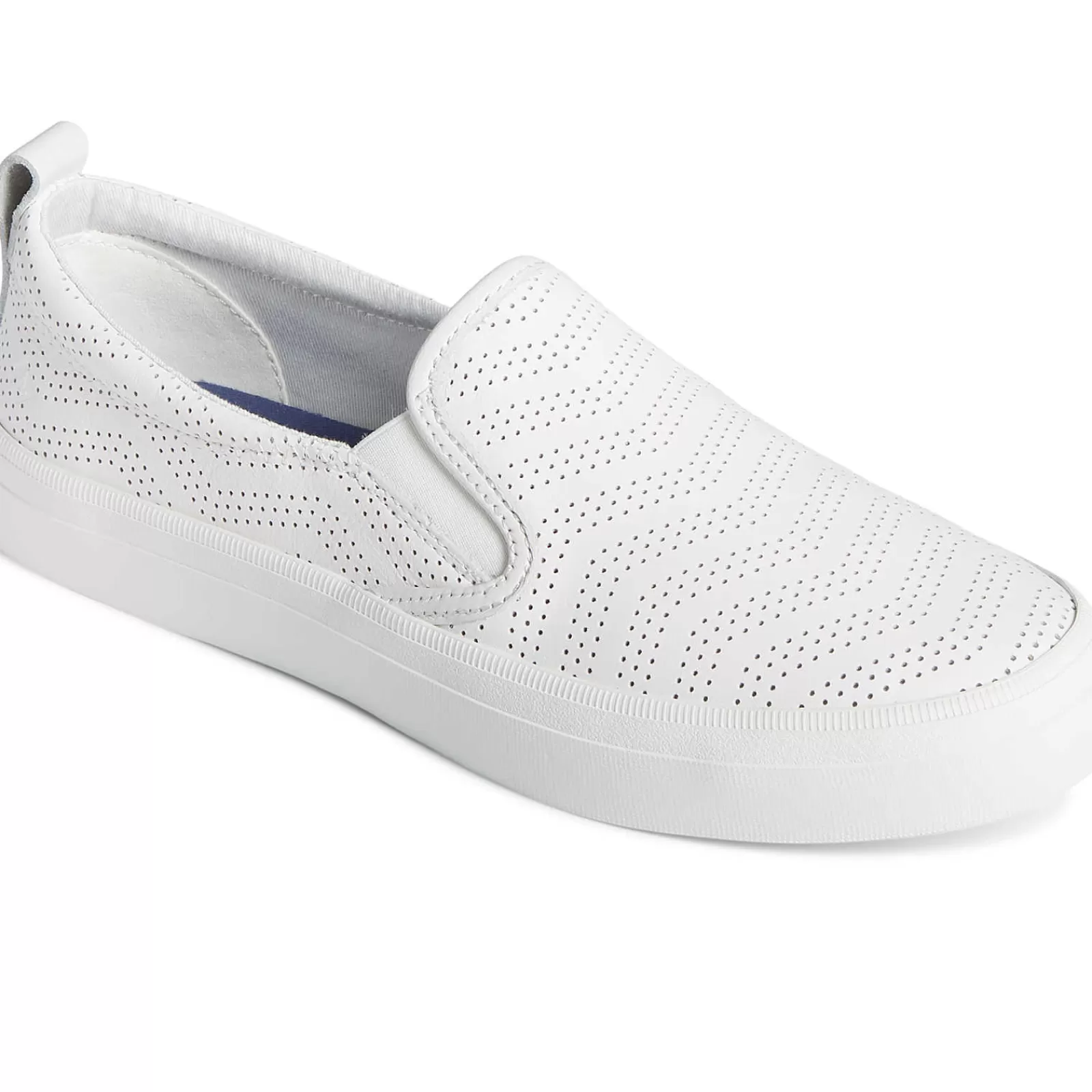 Sperry Women's Crest Twin Gore Perforated Leather Slip On Sneaker White Fashion