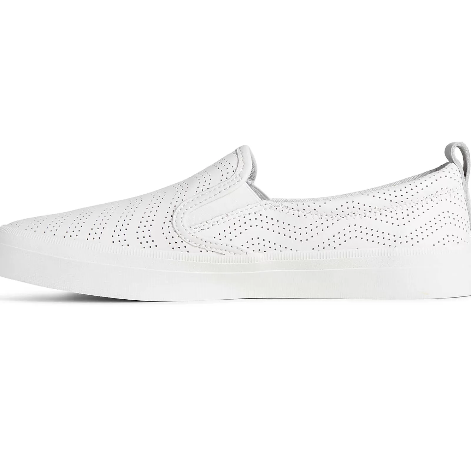 Sperry Women's Crest Twin Gore Perforated Leather Slip On Sneaker White Fashion