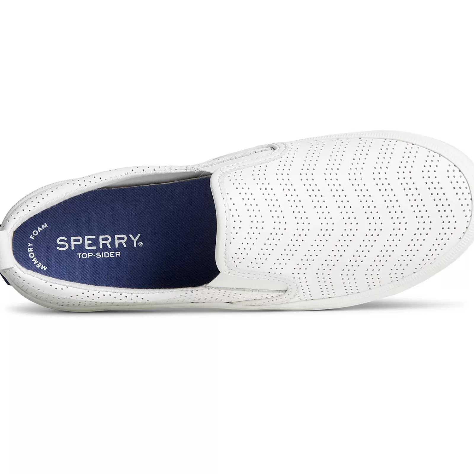 Sperry Women's Crest Twin Gore Perforated Leather Slip On Sneaker White Fashion